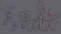 Size: 1037x579 | Tagged: safe, artist:rhodium, imported from derpibooru, oc, oc:cosmic rhodium, oc:darien platecrête, oc:phantom gale, griffon, pegasus, griffon oc, pegasus oc, wings