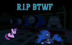 Size: 1088x688 | Tagged: safe, editor:lbscr e2 100, imported from derpibooru, princess luna, twilight sparkle, alicorn, unicorn, blue train with friends, pilot thomas, roblox, thomas the tank engine, timothy the ghost engine