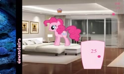 Size: 1253x750 | Tagged: safe, imported from derpibooru, pinkie pie, collect cupcakes lick ponies, cupcake, door, female, flash game, food, indoors, interior, youtube link