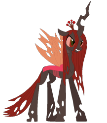 Size: 584x672 | Tagged: safe, artist:selenaede, artist:user15432, imported from derpibooru, queen chrysalis, changeling, pony, elements of insanity, alternate universe, base used, chrysalis cupcake, concave belly, crown, jewelry, lanky, pony monster, regalia, simple background, skinny, solo, tall, thin, transparent background