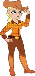 Size: 724x1569 | Tagged: safe, artist:prixy05, imported from derpibooru, applejack, human, applejack's hat, boots, clothes, cowboy boots, cowboy hat, female, freckles, hat, humanized, shoes, simple background, solo, transparent background