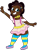 Size: 893x1212 | Tagged: safe, artist:prixy05, imported from derpibooru, pinkie pie, human, clothes, dark skin, female, freckles, humanized, simple background, skirt, socks, solo, stockings, thigh highs, transparent background, waving