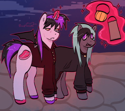 Size: 1107x983 | Tagged: safe, artist:poopslug, imported from derpibooru, oc, oc only, halloween, holiday, mlp fim's fourteenth anniversary, night, nightmare night, trick or treat