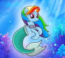 Size: 1280x1136 | Tagged: safe, artist:mlplary6, imported from derpibooru, rainbow dash, mermaid, merpony, pony, bra, clothes, cute, dashabetes, female, mare, mermaidized, ocean, princess ariel, seashell, seashell bra, smiling, species swap, the little mermaid, underwater, underwear, water