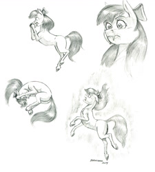 Size: 1168x1300 | Tagged: safe, artist:baron engel, imported from derpibooru, apple bloom, earth pony, pony, female, filly, foal, monochrome, pencil drawing, story included, traditional art