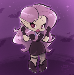 Size: 1954x1987 | Tagged: safe, artist:typhwosion, imported from derpibooru, fluttershy, bat pony, undead, vampire, equestria girls, bat ponified, drool, fangs, flutterbat, halloween, holiday, mlp fim's fourteenth anniversary, race swap, solo