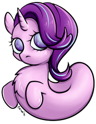 Size: 1001x1293 | Tagged: safe, artist:coco-drillo, imported from derpibooru, starlight glimmer, pony, unicorn, chest fluff, ear fluff, horn, long glimmer, long pony, looking at you, simple background, solo, transparent background