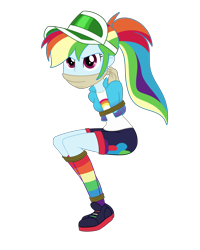 Size: 2000x2504 | Tagged: safe, artist:nie-martw-sie-o-mnie, imported from derpibooru, rainbow dash, human, equestria girls, festival filters, spoiler:eqg series (season 2), bondage, bound and gagged, cloth gag, clothes, dashsub, female, femsub, gag, looking at you, music festival outfit, my little pony equestria girls: better together, rainbow socks, rope, rope bondage, simple background, sitting, socks, solo, striped socks, submissive, transparent background