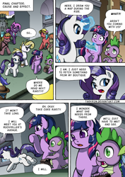 Size: 1204x1700 | Tagged: safe, artist:tarkron, imported from derpibooru, rarity, spike, twilight sparkle, oc, oc:cosmo cool, alicorn, dragon, pony, unicorn, comic:the royal sandal, comic, horn, speech bubble, sunglasses, twilight sparkle (alicorn)