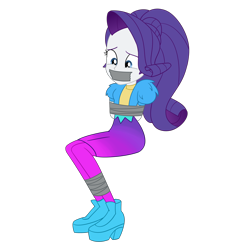 Size: 2500x2500 | Tagged: safe, artist:nie-martw-sie-o-mnie, imported from derpibooru, rarity, human, equestria girls, festival filters, spoiler:eqg series (season 2), bondage, bound and gagged, clothes, female, femsub, gag, high heels, music festival outfit, my little pony equestria girls: better together, rarisub, shoes, simple background, sitting, solo, submissive, tape, tape bondage, tape gag, transparent background