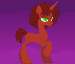 Size: 3741x3200 | Tagged: safe, artist:gusty, artist:gusty boy, imported from derpibooru, oc, oc only, oc:crimson, pony, unicorn, base used, gradient background, green eyes, horn, missing cutie mark, newbie artist training grounds, original character do not steal, raised hoof, red fur, red hair, short hair, short mane, short tail, solo, tail, unicorn oc