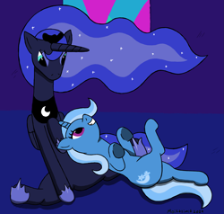 Size: 1903x1813 | Tagged: safe, artist:moistlimit, imported from derpibooru, princess luna, trixie, cute, duo, duo female, female