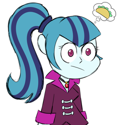 Size: 1080x1080 | Tagged: safe, artist:fuckomcfuck, imported from derpibooru, sonata dusk, human, equestria girls, food, my little pony equestria girls: rainbow rocks, rainbow rocks 10th anniversary, simple background, solo, taco, that girl sure loves tacos, that siren sure does love tacos, thought bubble, transparent background