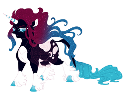 Size: 5100x3900 | Tagged: safe, artist:gigason, imported from derpibooru, oc, oc only, oc:sneaky silhouette, classical unicorn, pony, unicorn, adoptable, blank flank, blue eyelashes, blue eyes, blue hooves, blue mane, blue sclera, blue tail, cloven hooves, coat markings, colored, colored eyebrows, colored eyelashes, colored horn, colored pinnae, colored sclera, ear fluff, ethereal body, ethereal mane, ethereal tail, eye markings, eyebrows, facial markings, female, female oc, flat colors, flowing mane, flowing tail, glowing, gradient hooves, gradient mane, gradient tail, high res, horn, leg markings, leonine tail, long mane, long tail, looking back, magical lesbian spawn, mare oc, moon marking, obtrusive watermark, offspring, pale belly, parent:nightmare moon, parent:tempest shadow, parents:tempestmoon, raised eyebrow, simple background, slit pupils, smiling, snip (coat marking), socks (coat markings), solo, sparkly mane, sparkly tail, splotches, standing, starry mane, starry tail, striped horn, tail, tail markings, teal eyelashes, teal eyes, teal hooves, teal tail, three quarter view, transparent background, unicorn horn, unicorn oc, unshorn fetlocks, wall of tags, watermark, white belly