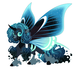 Size: 4400x3900 | Tagged: safe, artist:gigason, imported from derpibooru, oc, oc only, oc:carabus, changepony, hybrid, adoptable, big eyes, big tail, black hooves, blue eyes, blue mane, blue sclera, blue tail, cloven hooves, coat markings, colored, colored belly, colored eyebrows, colored hooves, colored horn, colored pinnae, colored pupils, colored sclera, curved horn, ethereal fetlocks, ethereal mane, ethereal tail, ethereal wings, facial markings, flat colors, flowing mane, flowing tail, glowing, glowing mane, glowing tail, gradient mane, gradient tail, gray body, hair tie, high res, hooves, horn, hybrid oc, hybrid wings, leg markings, long mane, long tail, looking at you, magical lesbian spawn, nonbinary, nonbinary oc, obtrusive watermark, offspring, parent:nightmare moon, parent:queen chrysalis, parents:chrysmoon, pigtails, raised hoof, shiny wings, simple background, snip (coat marking), socks (coat markings), solo, sparkly mane, sparkly tail, spread wings, standing, standing on three hooves, starry mane, starry tail, starry wings, striped mane, striped tail, tail, teal pupils, three quarter view, tied mane, transparent background, unicorn horn, wall of tags, watermark, wavy tail, wings