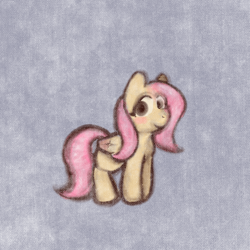 Size: 1000x1000 | Tagged: safe, artist:felixmcfurry, imported from derpibooru, fluttershy, pegasus, pony, eyelashes, female, mare, missing cutie mark, pastel, pink mane, smiling, soft, solo, wings, yellow fur