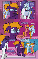 Size: 1280x1965 | Tagged: safe, artist:alexdti, imported from derpibooru, rarity, oc, oc:aqua lux, oc:purple creativity, oc:warm focus, pony, comic:quest for friendship retold, angel, devil, shoulder angel, shoulder devil, sunglasses