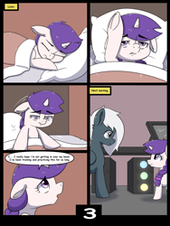 Size: 6000x8000 | Tagged: safe, artist:imposter dude, imported from derpibooru, oc, oc only, oc:snowie aura, oc:tempest streamrider, pegasus, pony, unicorn, bed, comic, computer, duo, horn, indoors, sleeping