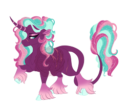 Size: 4900x4100 | Tagged: safe, artist:gigason, imported from derpibooru, oc, oc only, oc:tranquil tactic, classical unicorn, pony, unicorn, absurd resolution, adoptable, battle scarred, blank flank, blue eyes, body scar, cloven hooves, coat markings, colored, colored eyebrows, colored eyelashes, colored hooves, colored pinnae, colored pupils, curved horn, ear fluff, ethereal mane, ethereal tail, eyelashes, eyeshadow, facial scar, flat colors, floppy ears, frown, glowing, glowing mane, glowing tail, gradient legs, green hooves, hooves, horn, leg markings, leg scar, leonine tail, lidded eyes, long horn, long mane, long tail, looking back, magenta coat, magical lesbian spawn, makeup, mint hooves, multicolored mane, multicolored tail, nonbinary, nonbinary oc, nose scar, obtrusive watermark, offspring, parent:princess celestia, parent:tempest shadow, parents:tempestia, pink coat, pink eyeshadow, profile, purple eyelashes, raised hoof, scar, simple background, socks (coat markings), solo, sparkly mane, sparkly tail, standing, standing on three hooves, striped horn, tail, teal pupils, thick eyelashes, thick tail, transparent background, unicorn horn, unicorn oc, unshorn fetlocks, wall of tags, watermark, wavy mane, wavy tail