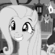 Size: 80x80 | Tagged: safe, imported from derpibooru, fluttershy, stare master, 80p, fluttershy's cottage, grayscale, monochrome, picture for breezies, solo, squee, videonow