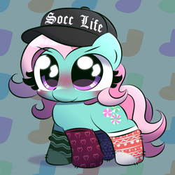 Size: 3000x3000 | Tagged: safe, artist:cushyhoof, imported from derpibooru, minty, earth pony, pony, cap, clothes, cute, female, g3, hat, high res, mare, mintabetes, socks, solo, that pony sure does love socks, wingding eyes