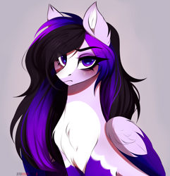 Size: 4039x4192 | Tagged: safe, artist:krissstudios, imported from derpibooru, oc, pegasus, pony, absurd resolution, bust, female, mare, portrait, simple background, solo, two toned mane