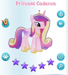 Size: 632x702 | Tagged: safe, imported from derpibooru, princess cadance, alicorn, pony, gameloft, stars