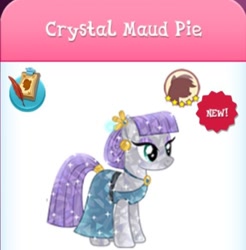 Size: 490x498 | Tagged: safe, imported from derpibooru, maud pie, crystal pony, earth pony, pony, ear piercing, gameloft, happy, piercing, smiling, when she smiles