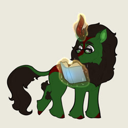 Size: 828x828 | Tagged: safe, artist:miyalaflordorada, imported from derpibooru, oc, oc:leaf whisper, kirin, book, glasses, kirin oc, magic, ponysona, reading, telekinesis