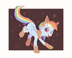 Size: 1700x1358 | Tagged: safe, artist:sion, imported from derpibooru, rainbow dash, pegasus, pony, animal costume, clothes, costume, cute, dashabetes, female, halloween, halloween costume, holiday, looking at you, mare, passepartout, signature, simple background, smiling, smiling at you, solo, sparkles, white background, wolf costume