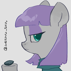 Size: 4096x4096 | Tagged: safe, artist:metaruscarlet, imported from derpibooru, maud pie, earth pony, pony, boulder (g4), clothes, gray background, looking at you, raised hoof, simple background, solo