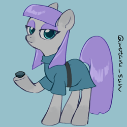 Size: 4096x4096 | Tagged: safe, artist:metaruscarlet, imported from derpibooru, maud pie, earth pony, pony, boulder (g4), clothes, looking at you, raised hoof, simple background, solo