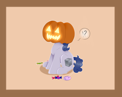 Size: 2500x2000 | Tagged: safe, artist:kathepart, imported from derpibooru, oc, unnamed oc, candy, commission, dialogue, food, halloween, holiday, pumpkin, solo, ych example, ych result, your character here