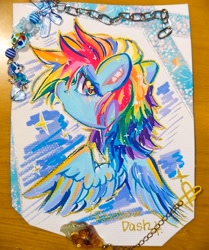 Size: 2568x3072 | Tagged: safe, artist:黎珺不能究物理, imported from derpibooru, rainbow dash, marker drawing, traditional art