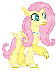 Size: 828x1075 | Tagged: safe, artist:daydreamsunset23, imported from derpibooru, fluttershy, classical hippogriff, hippogriff, base used, classical hippogriffied, female, folded wings, hippogriffied, hipposhy, jewelry, necklace, simple background, smiling, solo, species swap, white background, wings