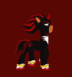 Size: 1040x1113 | Tagged: safe, artist:shucku, imported from derpibooru, pony, unicorn, base used, g5, horn, male, ow the edge, ponified, shadow the hedgehog, sonic the hedgehog (series), tell your tale accurate