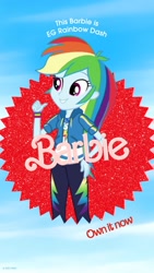 Size: 1080x1920 | Tagged: safe, imported from derpibooru, rainbow dash, human, equestria girls, barbie, barbie (film), female, solo