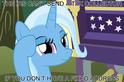 Size: 2563x1707 | Tagged: safe, artist:badumsquish, derpibooru exclusive, imported from derpibooru, trixie, pony, unicorn, female, forest, hoof on head, horn, horse taxes, looking at you, mare, meme, nature, pointing, pointing at self, ponified meme, roll safe, show accurate, smiling, smirk, smug, solo, tax evasion, thinking, this will end in jail time, tree, trixie is poor, trixie's wagon, wagon