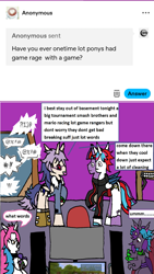 Size: 1175x2086 | Tagged: safe, artist:ask-luciavampire, imported from derpibooru, oc, alicorn, changeling, earth pony, pony, undead, vampire, vampony, ask, multiple heads, tumblr, two heads, video game