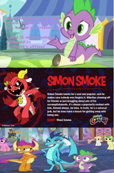 Size: 1491x2261 | Tagged: safe, artist:thegamerpainter, edit, edited screencap, imported from derpibooru, screencap, princess ember, smolder, spike, anthro, pony, school daze, season 8, spoiler:s08, 3 panel comic, censored, censored vulgarity, comic, female, looking at you, male, nightmare critters, poppy playtime chapter 4, school of friendship, simon smoke, spoilers for another series, wingless spike