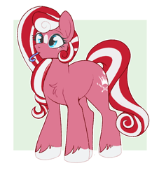 Size: 650x717 | Tagged: safe, artist:lulubell, imported from derpibooru, princess peppermint, earth pony, pony, abstract background, candy, candy cane, food, g3, g3 to g4, generation leap, outline, passepartout, solo, white outline