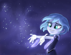 Size: 3300x2550 | Tagged: safe, artist:nightglowfan, imported from derpibooru, princess luna, human, equestria girls, clothes, dress, humanized, night, night sky, shorthair, sky, stars