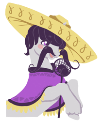 Size: 1669x1988 | Tagged: safe, artist:mosssong, imported from derpibooru, oc, oc:top clue, unicorn, blushing, bust, clothes, facial hair, g2, hat, horn, lineless, male, microphone, moustache, poncho, simple background, singing, solo, sombrero, stallion, white background