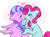 Size: 600x447 | Tagged: safe, artist:cuteosphere, flitterheart, snowcatcher, pegasus, pony, unicorn, female, image, kissing, lesbian, needs more jpeg, shipping