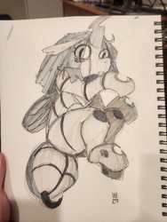 Size: 1536x2048 | Tagged: safe, artist:shouldbedrawing, imported from derpibooru, oc, oc only, changeling, waspling, changeling oc, looking at you, photo, solo, stinger, traditional art