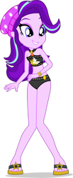 Size: 1991x4841 | Tagged: safe, artist:dustinwatsongkx, imported from derpibooru, starlight glimmer, human, equestria girls, accessory swap, bare shoulders, beanie, bikini, bikini bottom, clothes, clothes swap, feet, female, geode of empathy, hat, jewelry, magical geodes, my little pony equestria girls: better together, necklace, sandals, simple background, sleeveless, solo, sunset shimmer swimsuit, sunset shimmer's beach shorts swimsuit, swimsuit, swimsuit swap, transparent background, vector