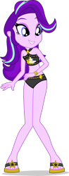 Size: 1894x4841 | Tagged: safe, alternate version, artist:dustinwatsongkx, imported from derpibooru, starlight glimmer, human, equestria girls, accessory swap, bare shoulders, bikini, bikini bottom, clothes, clothes swap, feet, female, my little pony equestria girls: better together, sandals, simple background, sleeveless, solo, sunset shimmer swimsuit, sunset shimmer's beach shorts swimsuit, swimsuit, swimsuit swap, transparent background, vector