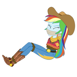 Size: 2000x2000 | Tagged: safe, artist:nie-martw-sie-o-mnie, imported from derpibooru, rainbow dash, human, equestria girls, bondage, boots, bound and gagged, cloth gag, clothes, cowboy boots, cowboy hat, cowgirl outfit, dashsub, equestria girls specials, eyes closed, female, femsub, gag, hat, my little pony equestria girls: dance magic, rope, rope bondage, shoes, simple background, solo, submissive, transparent background