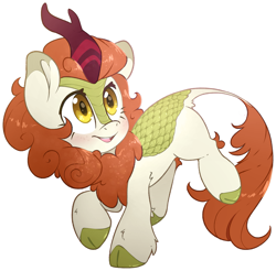 Size: 2169x2138 | Tagged: safe, artist:fluffyxai, imported from derpibooru, autumn blaze, kirin, outline, simple background, smiling, solo, transparent background, white outline