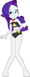 Size: 1733x4432 | Tagged: safe, alternate version, artist:dustinwatsongkx, imported from derpibooru, rarity, human, equestria girls, accessory swap, bare shoulders, barefoot, bikini, bikini bottom, clothes, clothes swap, feet, female, geode of empathy, high res, magical geodes, my little pony equestria girls: better together, simple background, sleeveless, solo, sunset shimmer swimsuit, sunset shimmer's beach shorts swimsuit, swimsuit, swimsuit swap, transparent background, vector